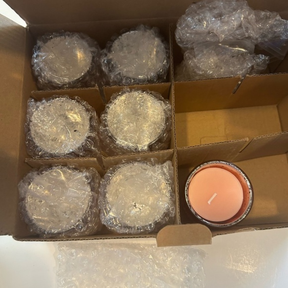 SHMILMH AMAZON LIGHT PINK ROSE GOLD METALLIC VOTIVE CANDLE HOLDERS SET OF 7 - Picture 7 of 7
